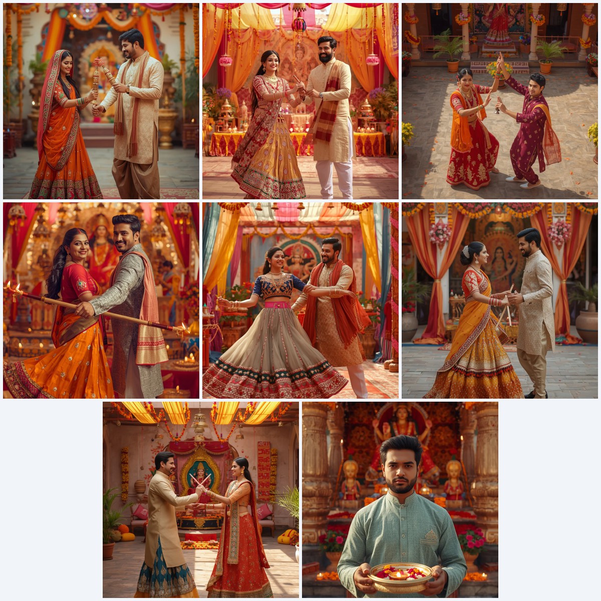 Dandiya Couple Under Festive Lights | 3d ai art prompt & Top Prompts Collection