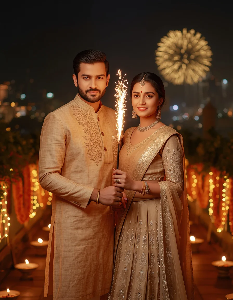 Golden Couple Balcony Celebration