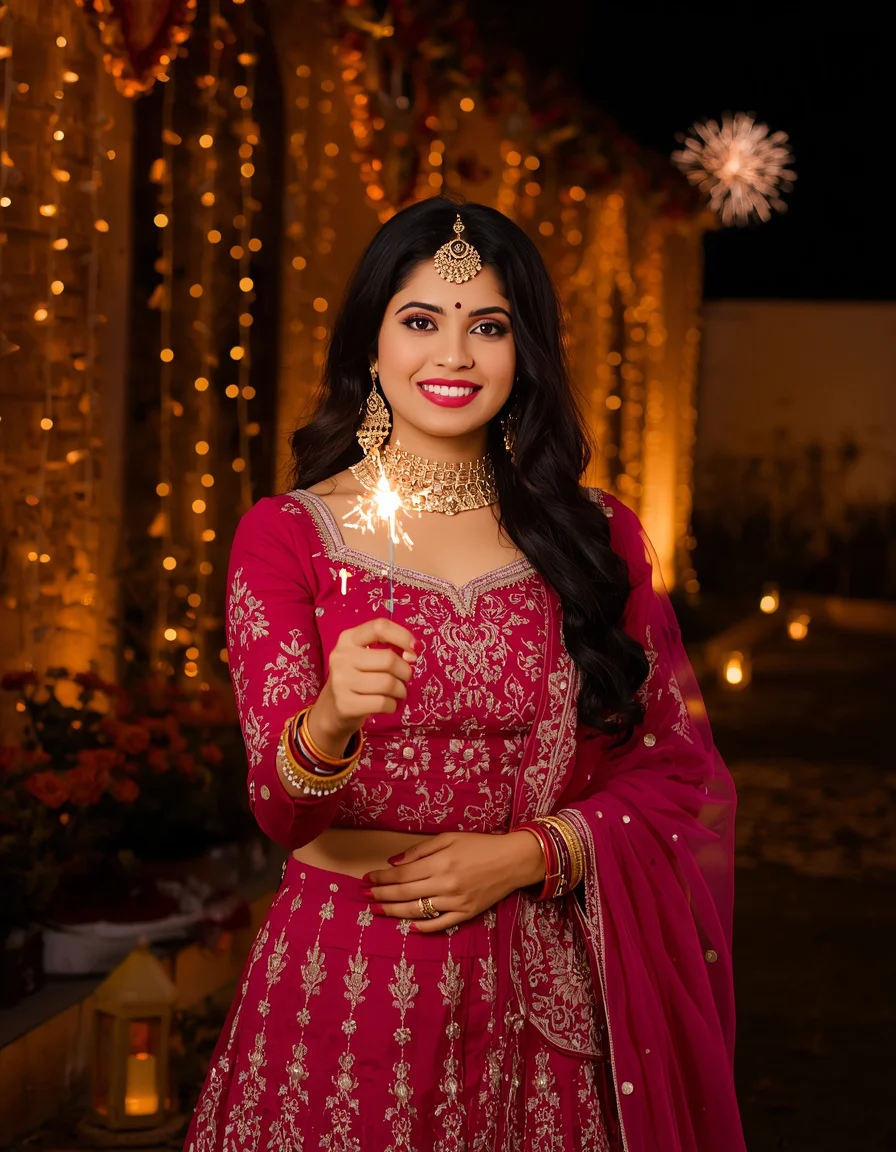 Magenta Lehenga Sparkler Night