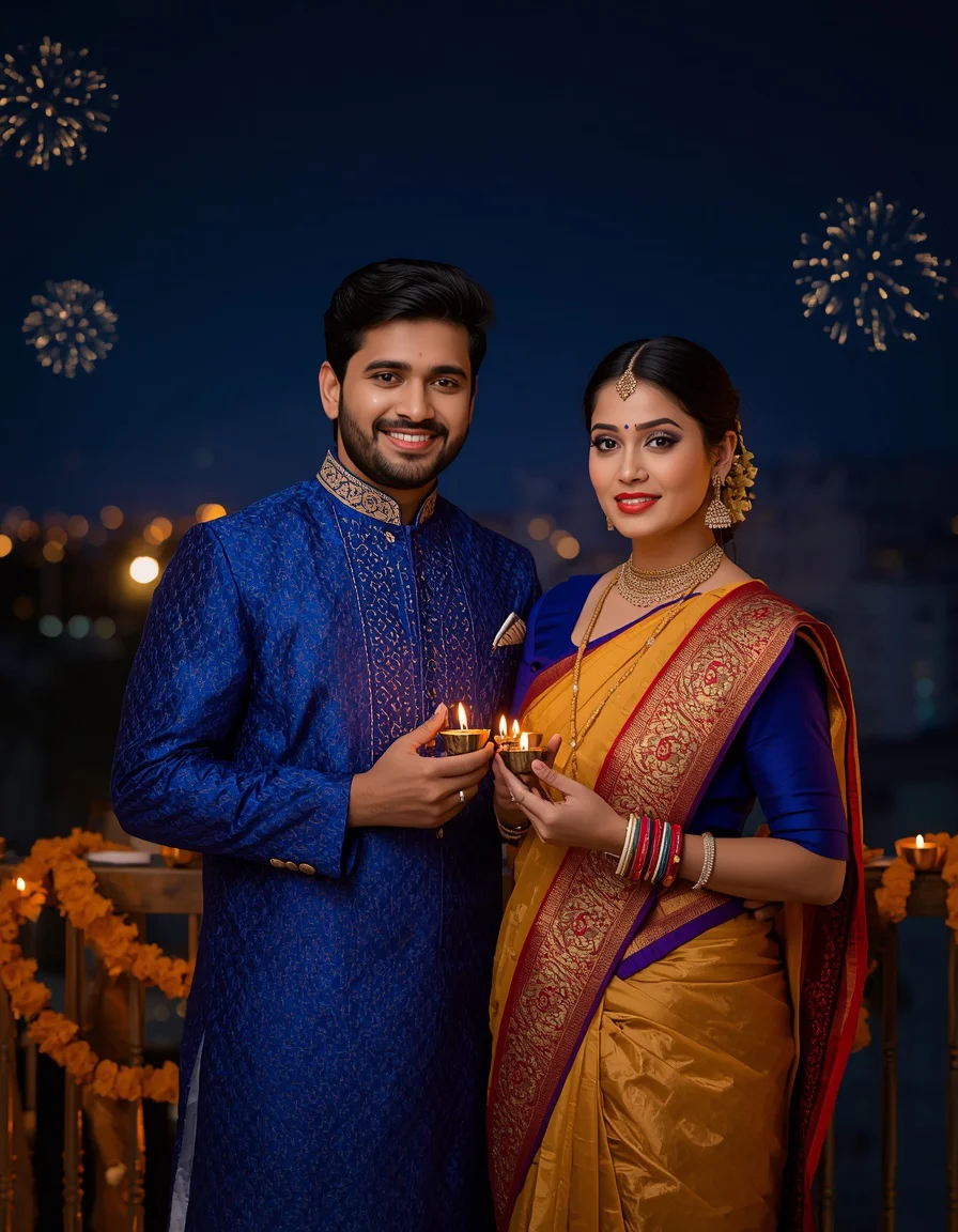 Royal Blue Couple Balcony Glow