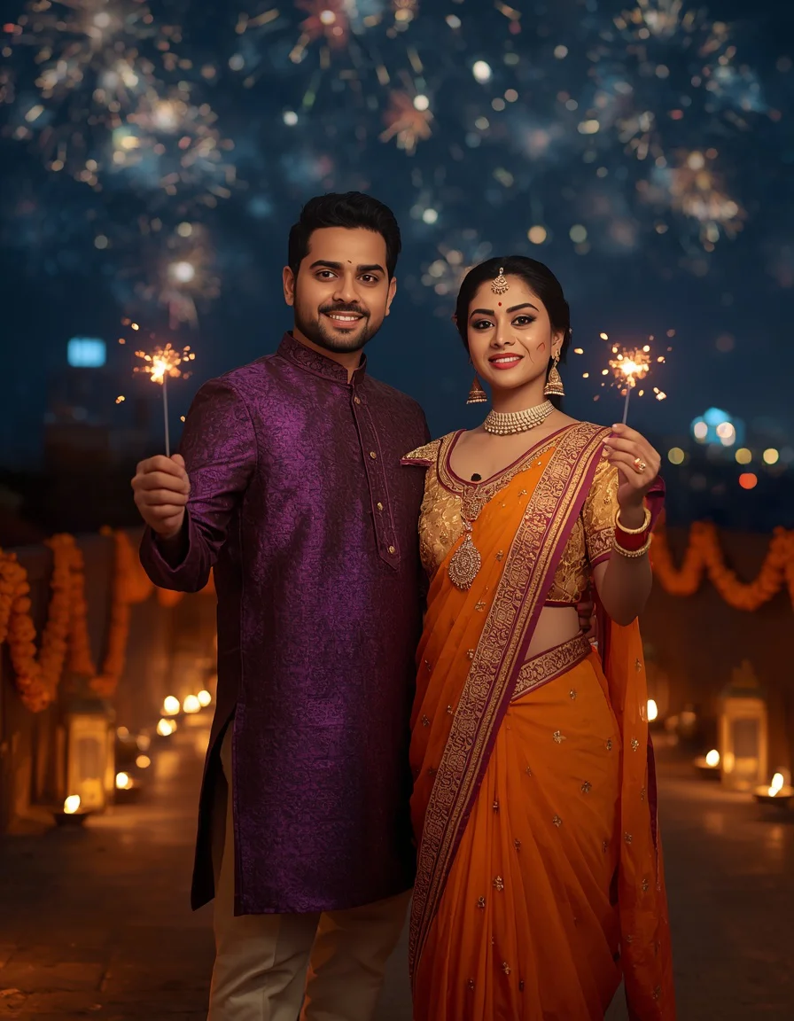 Royal Purple Couple Fireworks