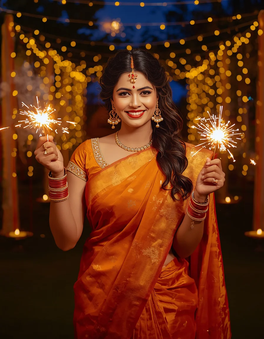 Saffron Saree Double Sparkler